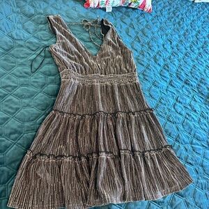 Francesca's Collections Black and Gold Striped Mini Dress